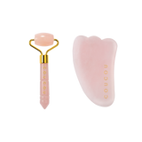 Coucou Mini Rose Quartz Roller + Mini Rose Quartz Gua Sha